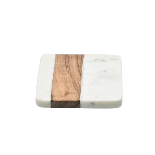 MARBLE & WOOD COASTER SQUARE SHAPE (POLISH)